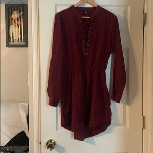 Maroon Dress with Cris Cross Front